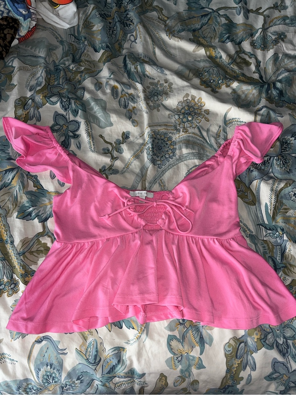 Pink Ruffled Tie-Front Women’s crop Top
